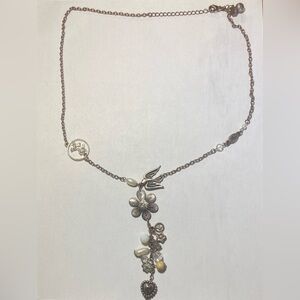Silver Charm Drop Necklace